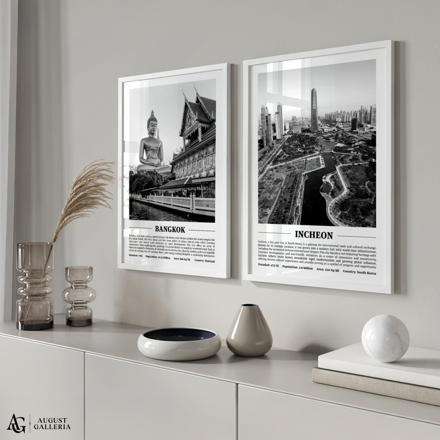 Incheon Black & White City Print