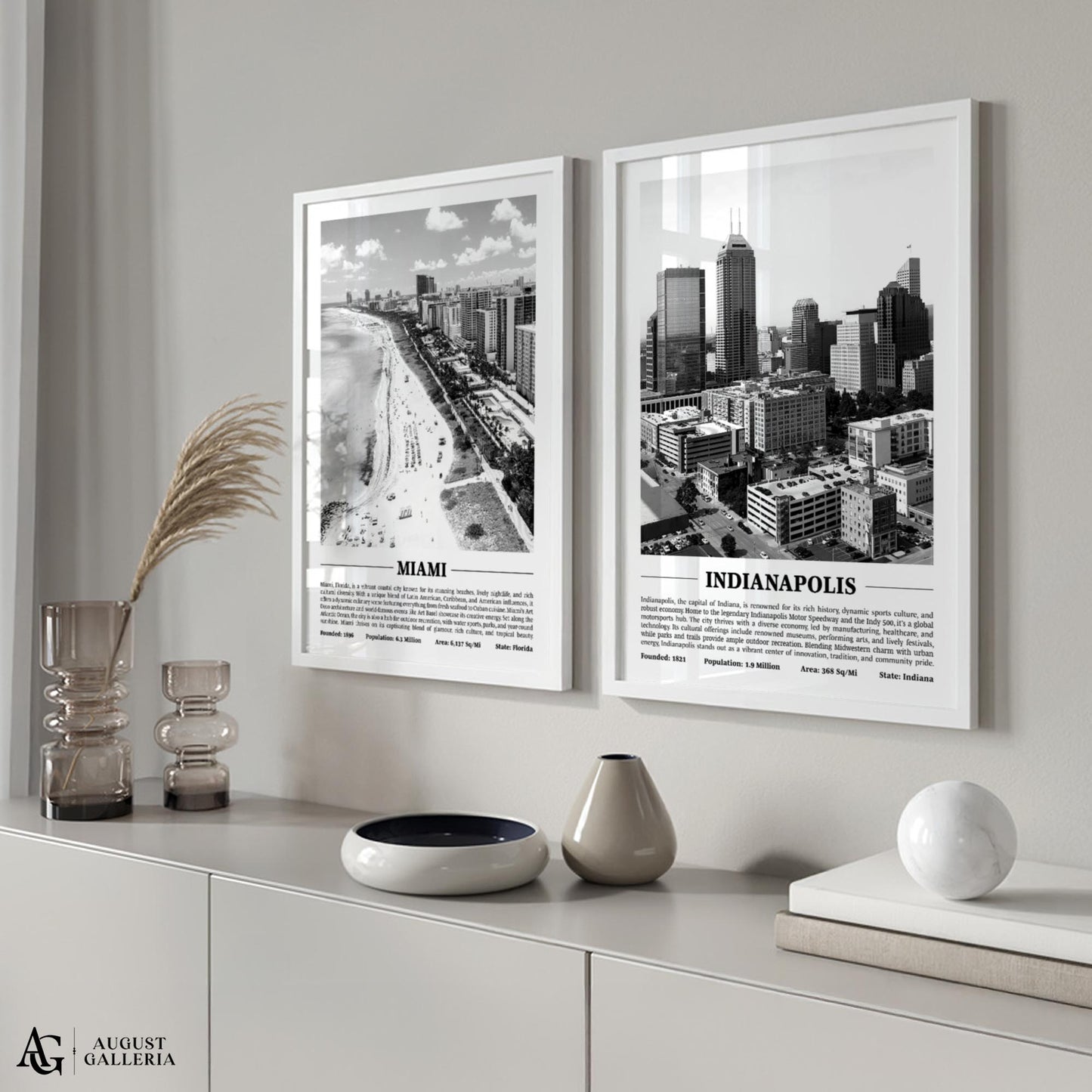 Indianapolis Black & White City Print