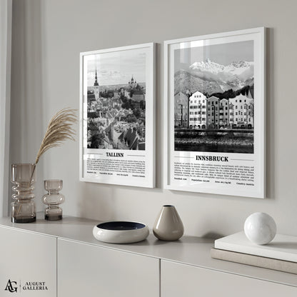 Innsbruck Black & White City Print