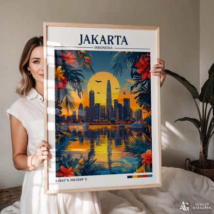 Jakarta Indonesia Retro Travel Print