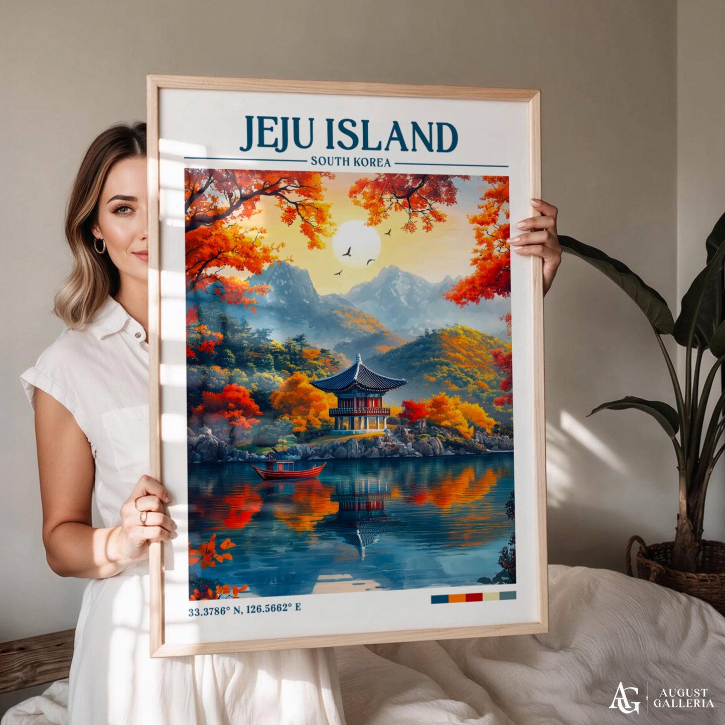 Jeju Island South Korea Retro Travel Print