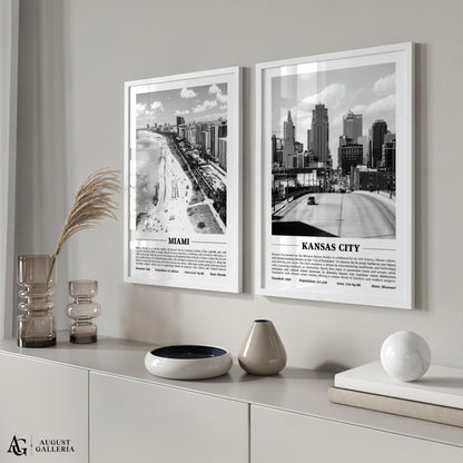 Kansas City Black & White City Print