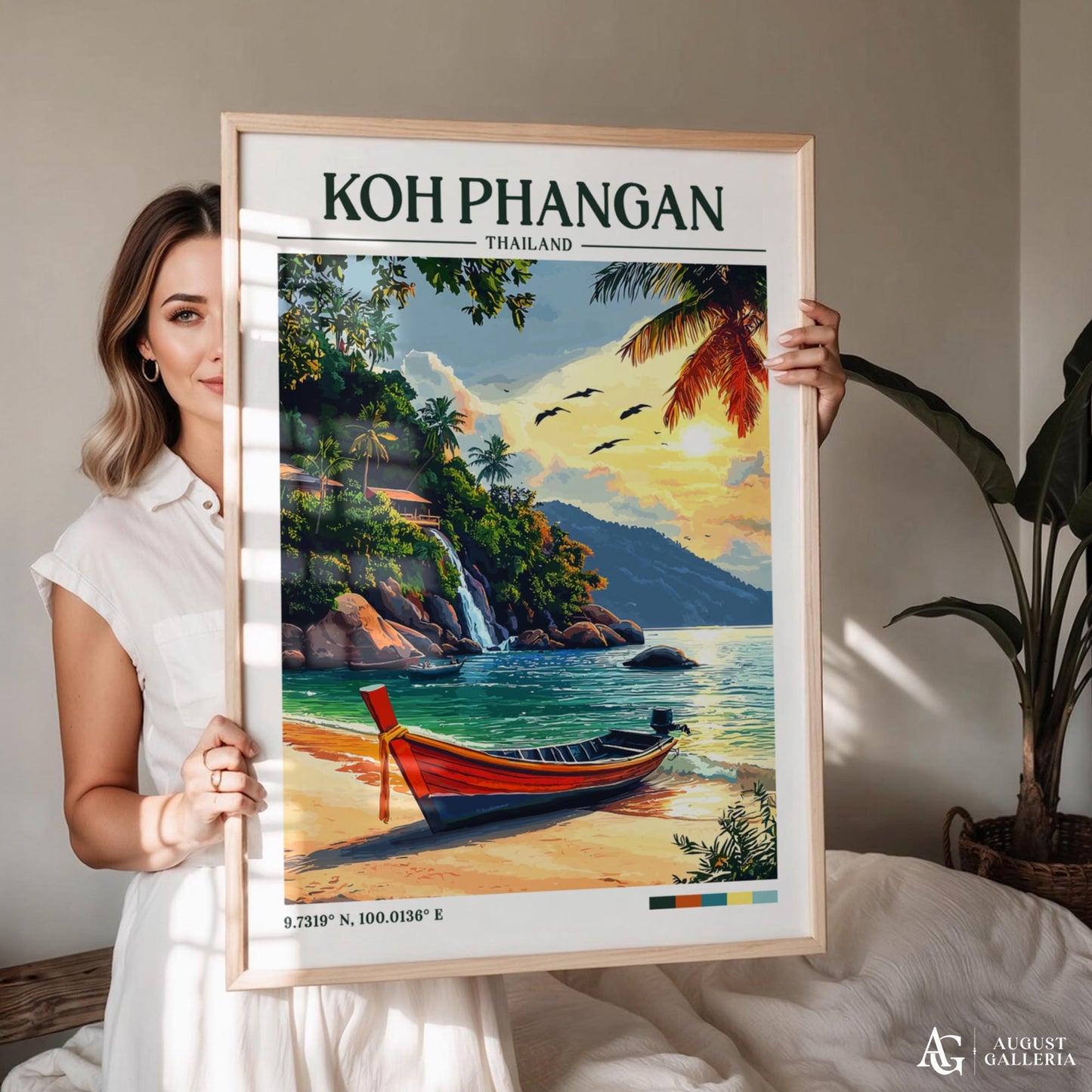 Koh Phangan Thailand Retro Travel Print