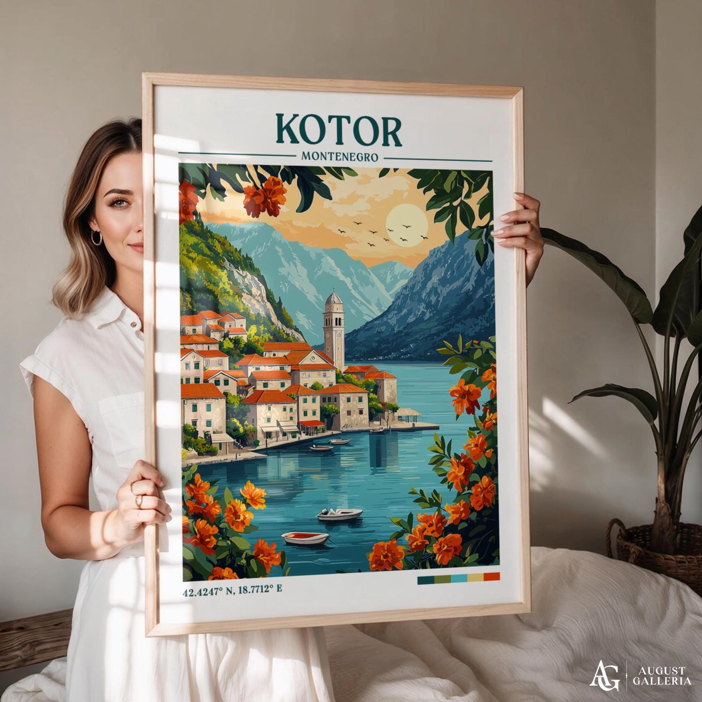 Kotor Montenegro Retro Travel Print
