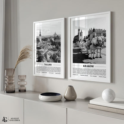 Kraków Black & White City Print