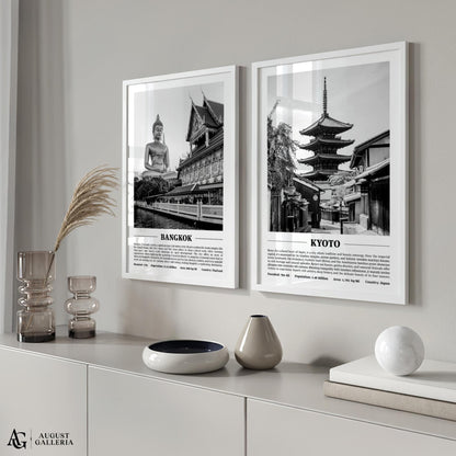 Kyoto Black & White City Print