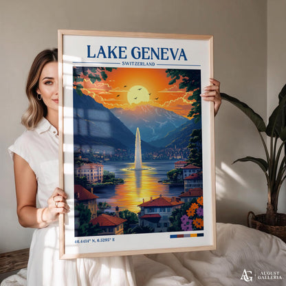 Lake Geneva Retro Travel Print