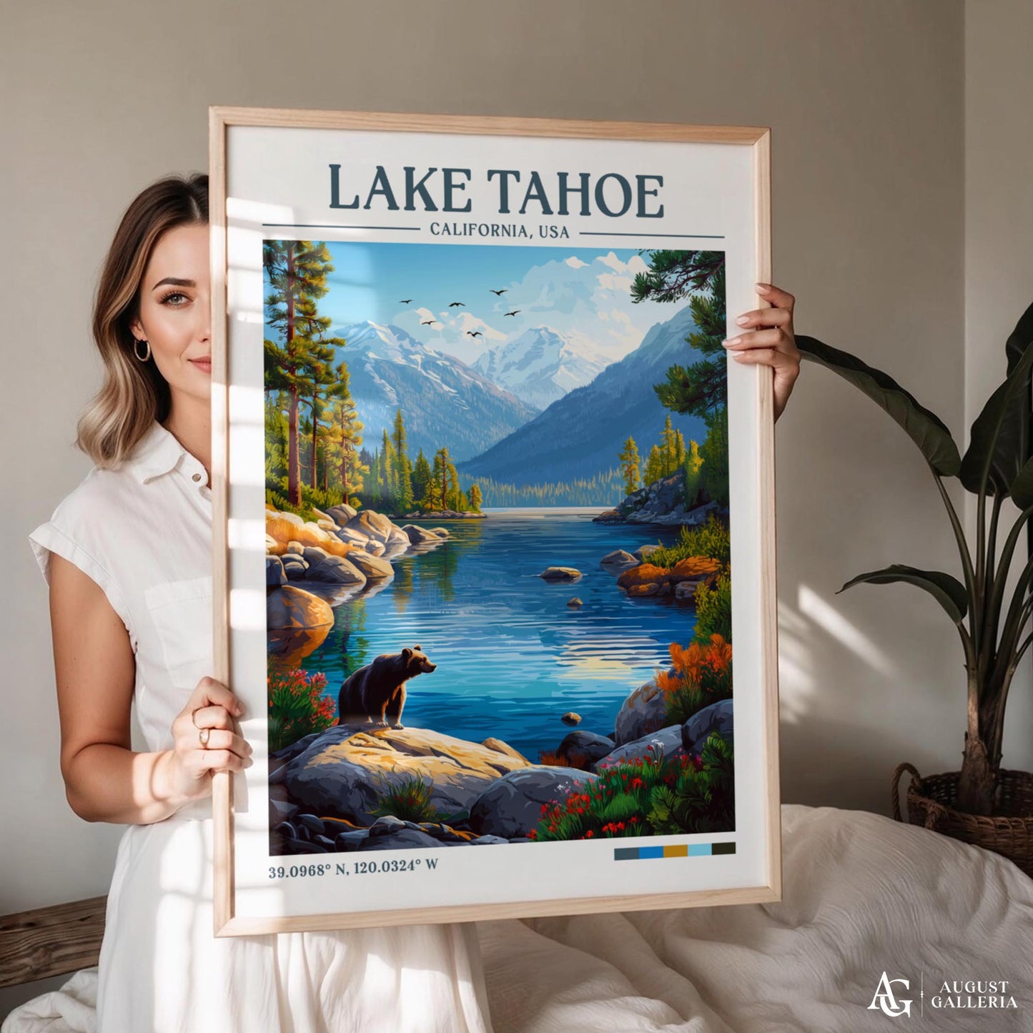 Lake Tahoe Retro Travel Print