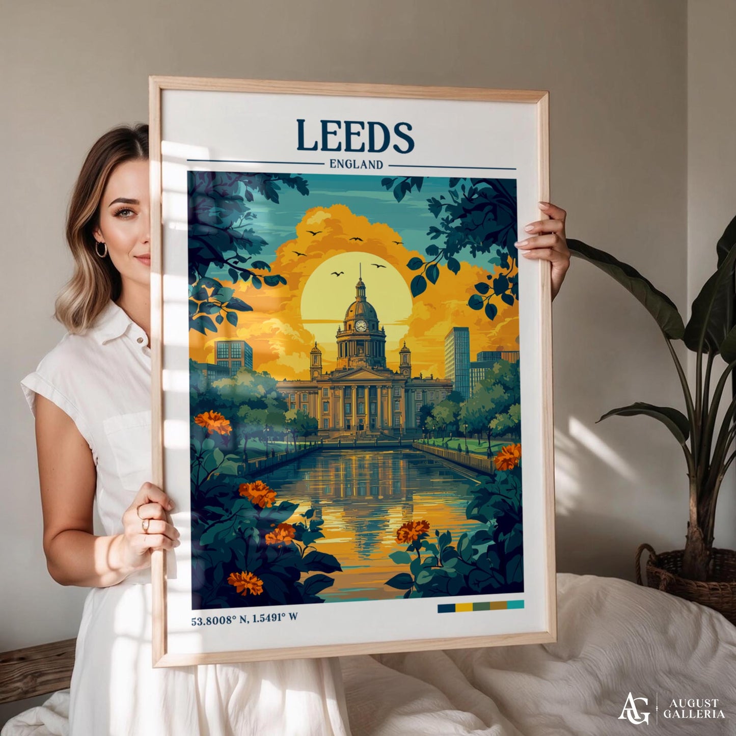 Leeds England Retro Travel Print