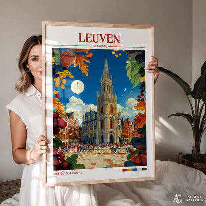 Leuven Belgium Retro Travel Print