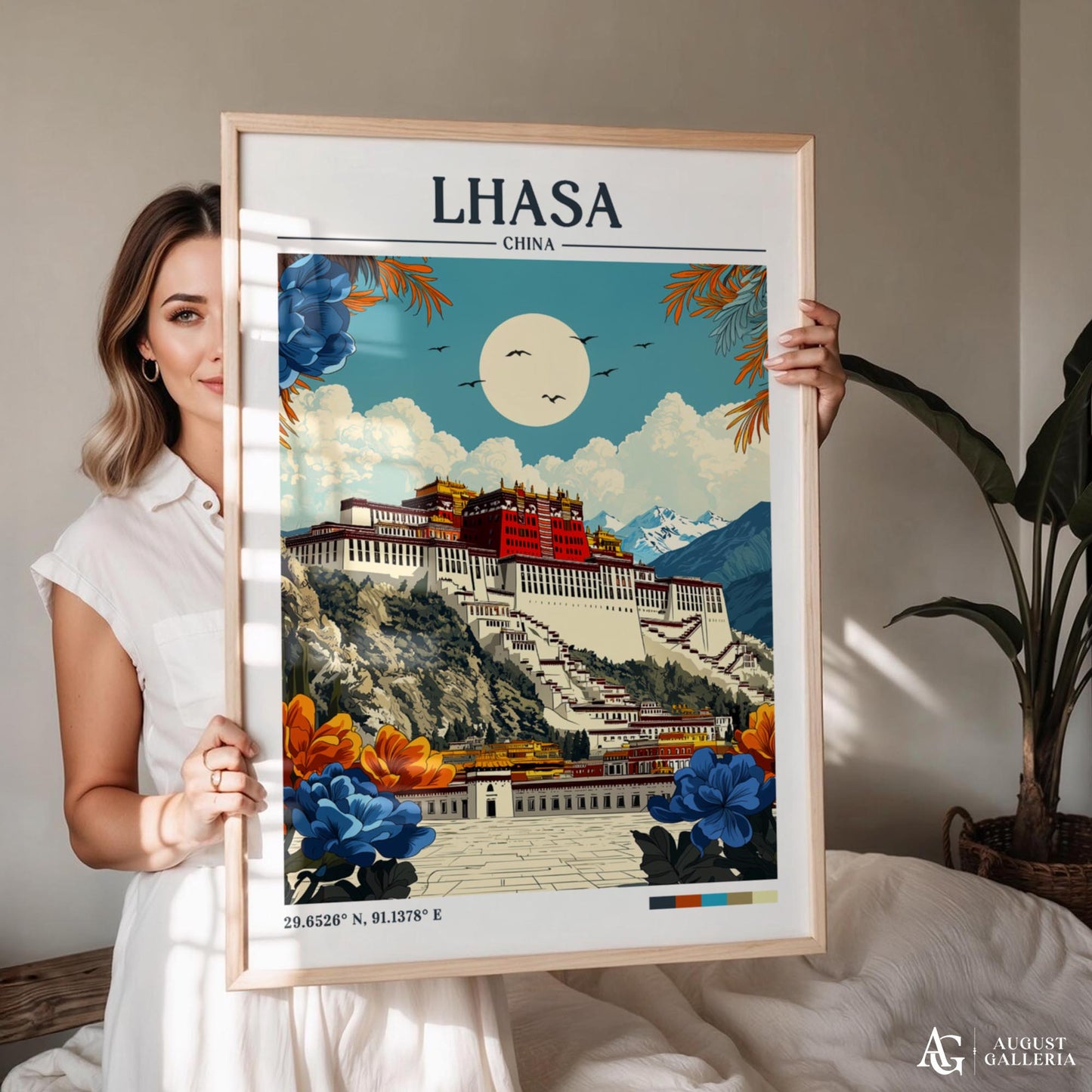 Lhasa China Retro Travel Print