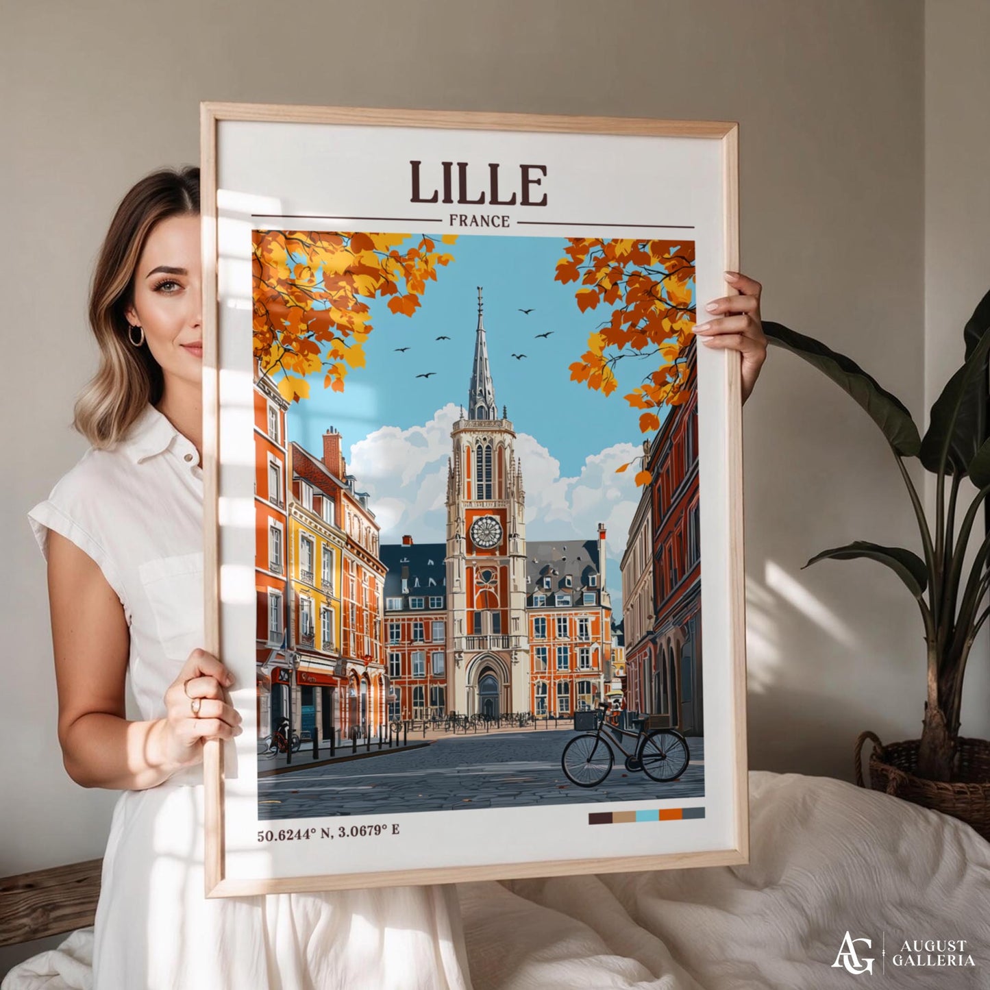 Lille France Retro Travel Print