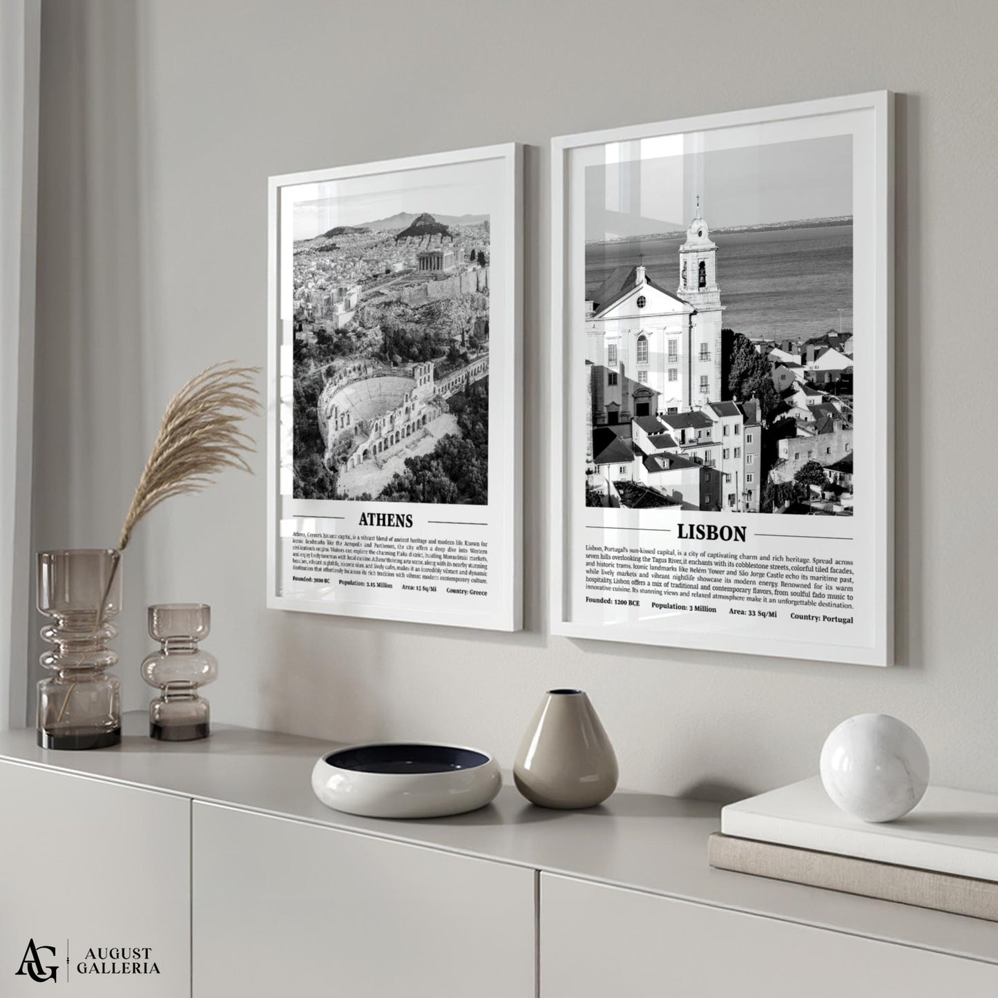 Lisbon Black & White City Print