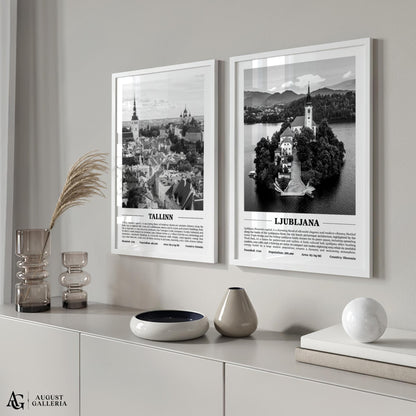 Ljubljana Black & White City Print