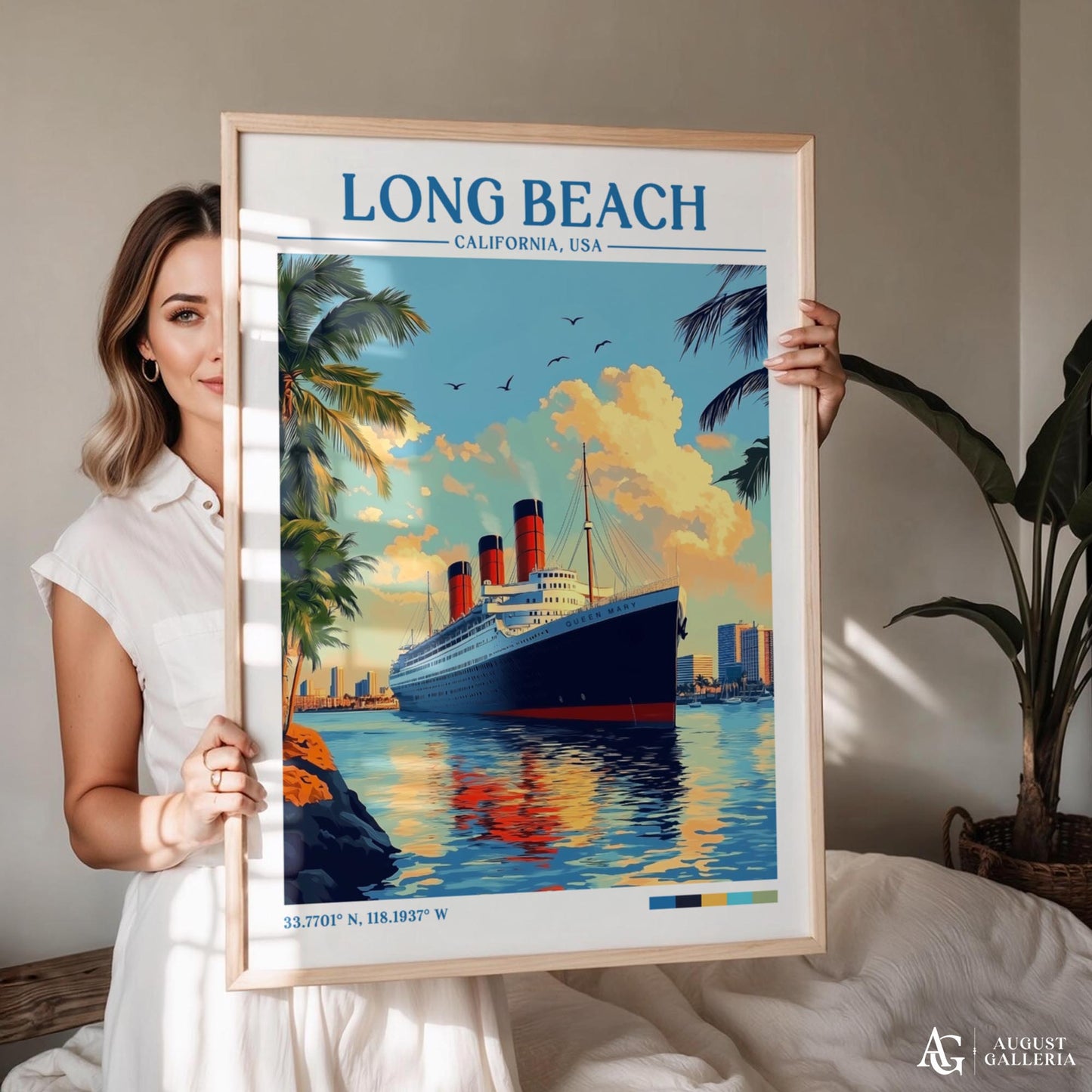 Long Beach California Retro Travel Print