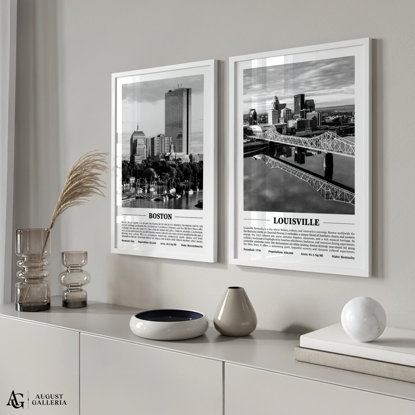 Louisville Black & White City Print