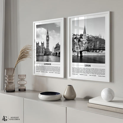 Lyon Black & White City Print