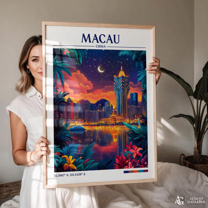 Macau China Retro Travel Print