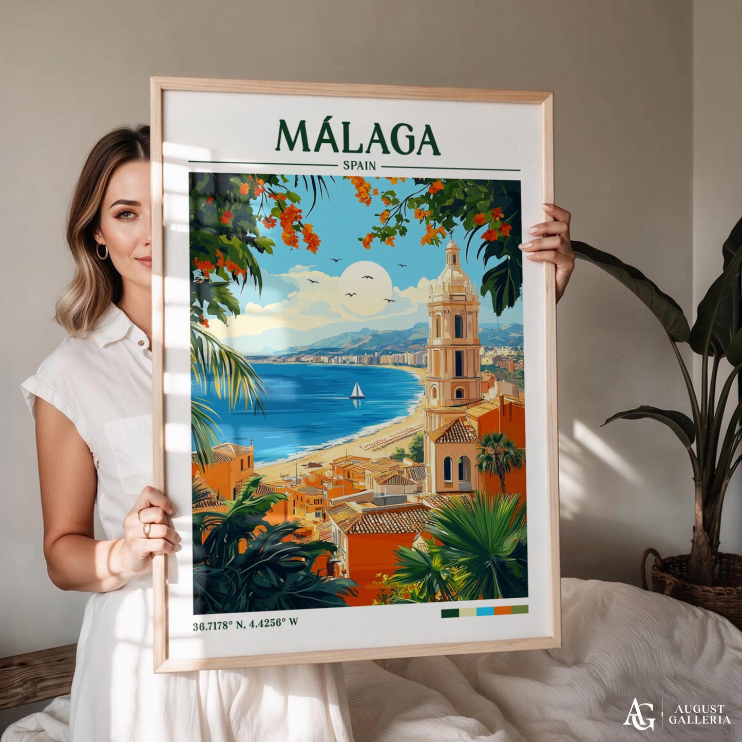 Málaga Spain Retro Travel Print