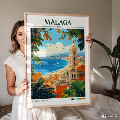 Málaga Spain Retro Travel Print