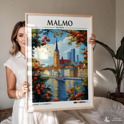 Malmö Sweden Retro Travel Print