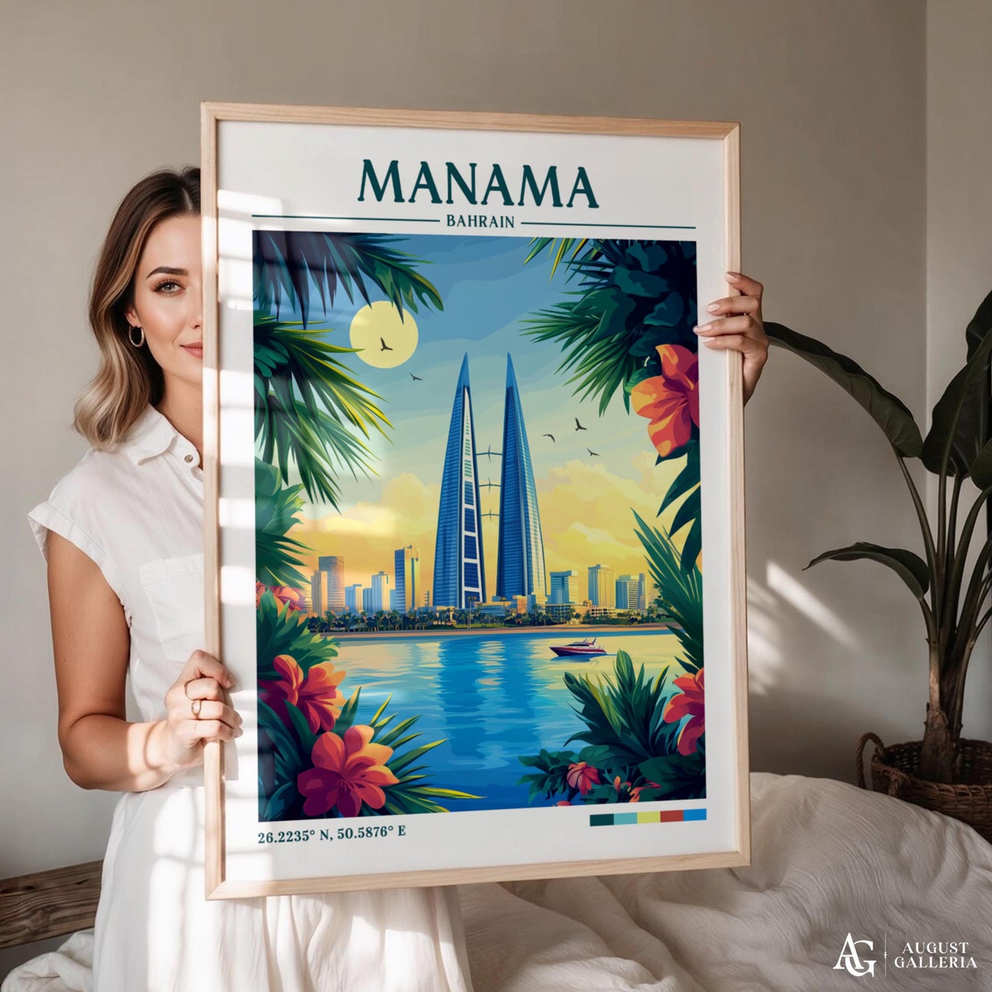 Manama Bahrain Retro Travel Print