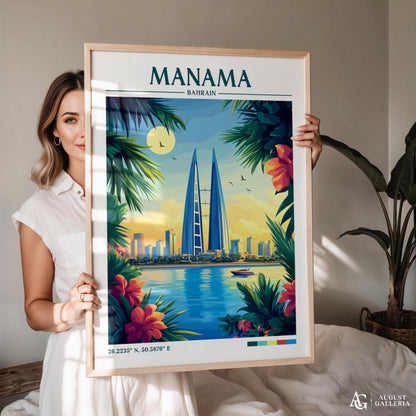Manama Bahrain Retro Travel Print