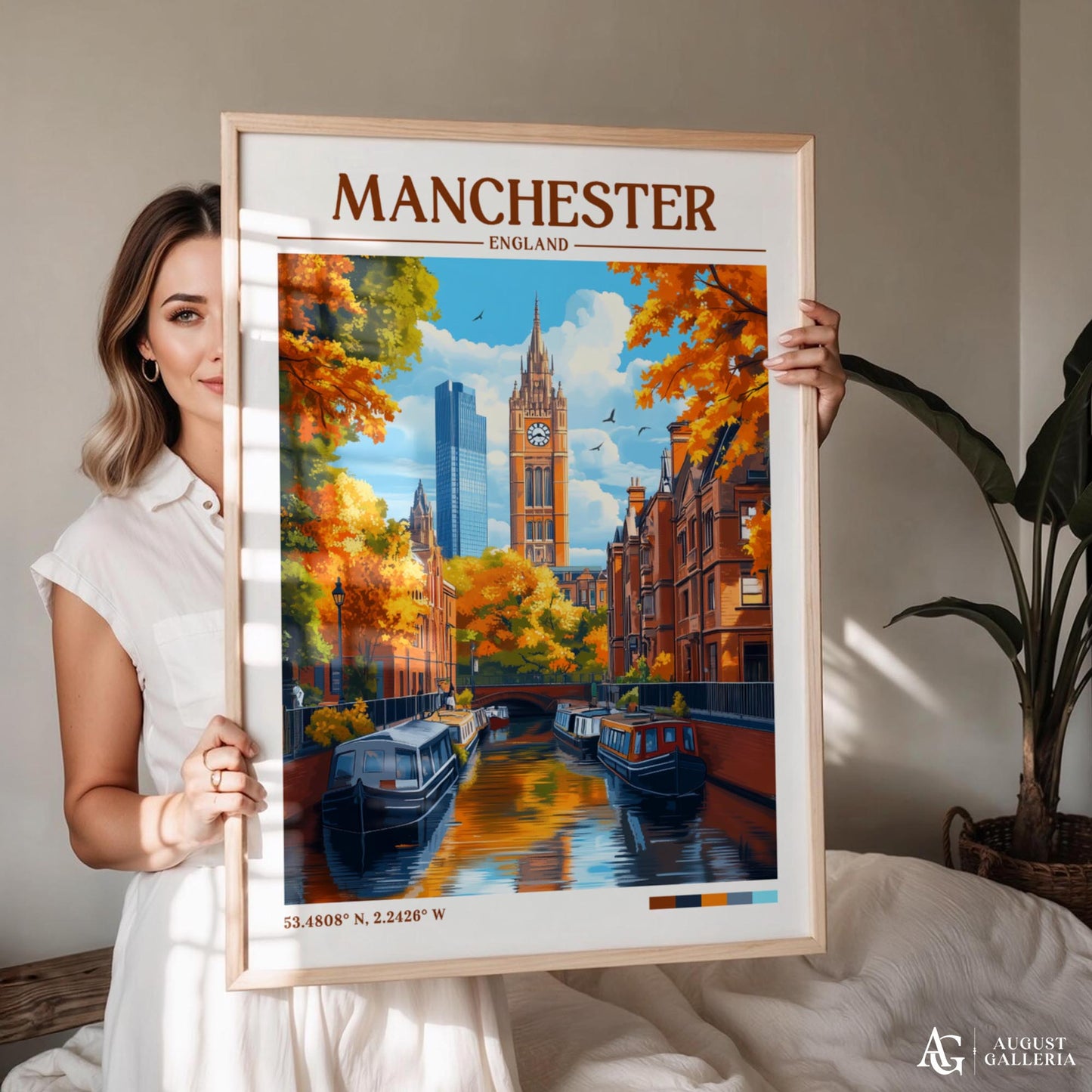 Manchester England Retro Travel Print