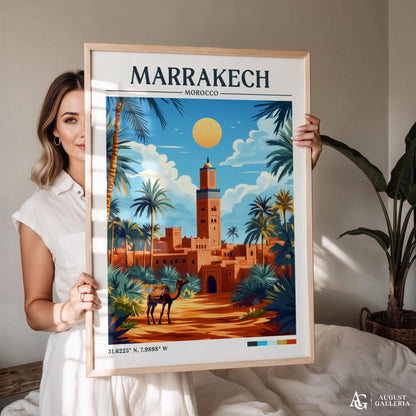 Marrakech Morocco Retro Travel Print