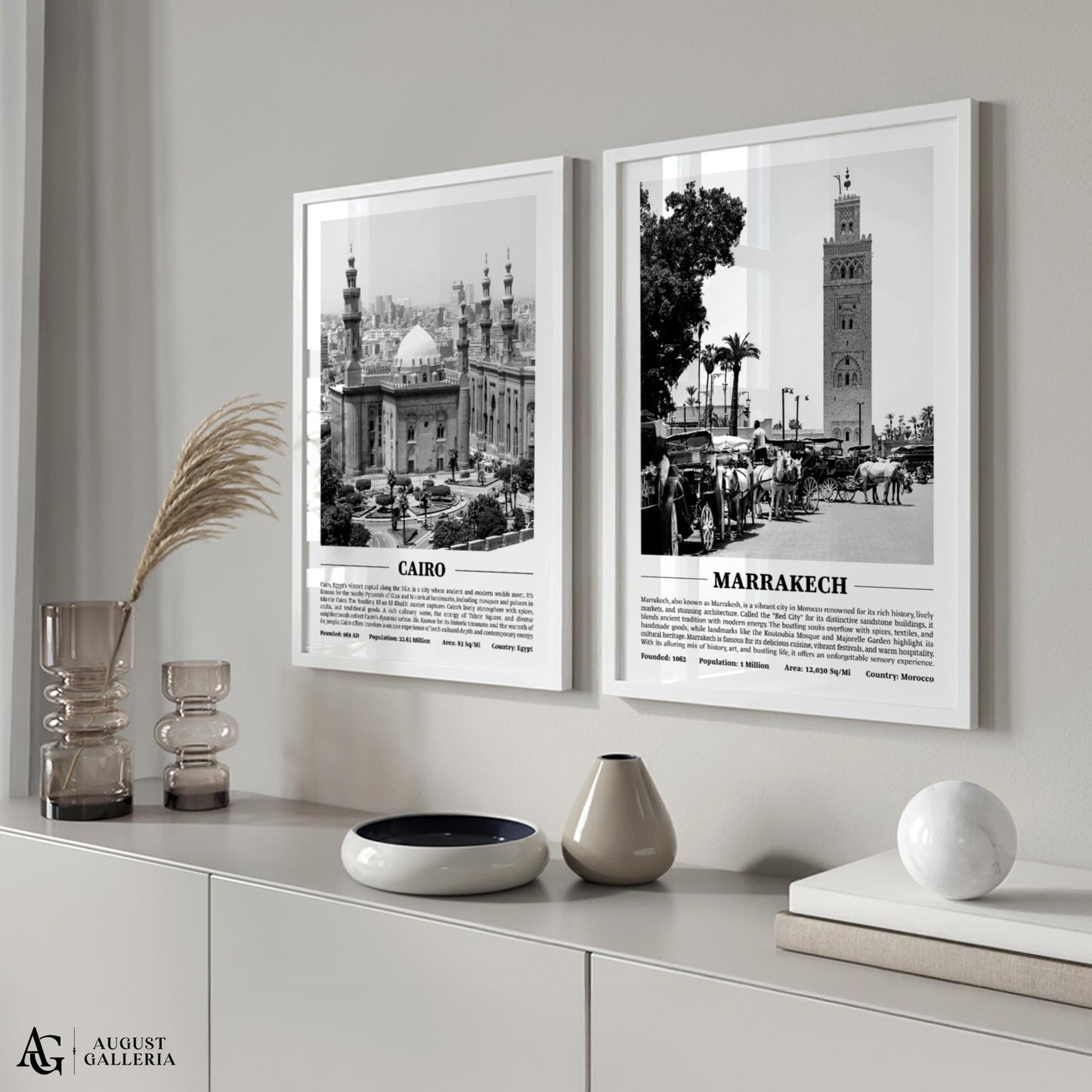 Marrakech Black & White City Print