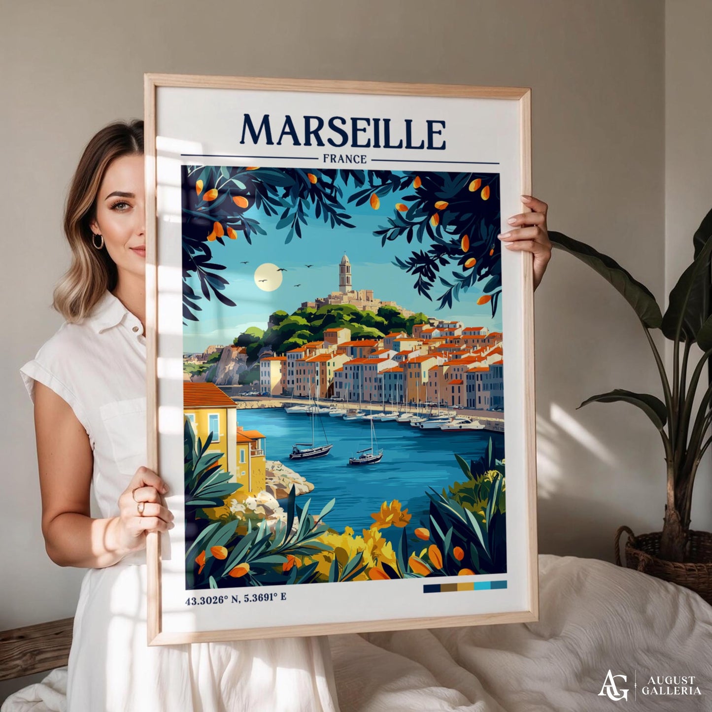 Marseille France Retro Travel Print