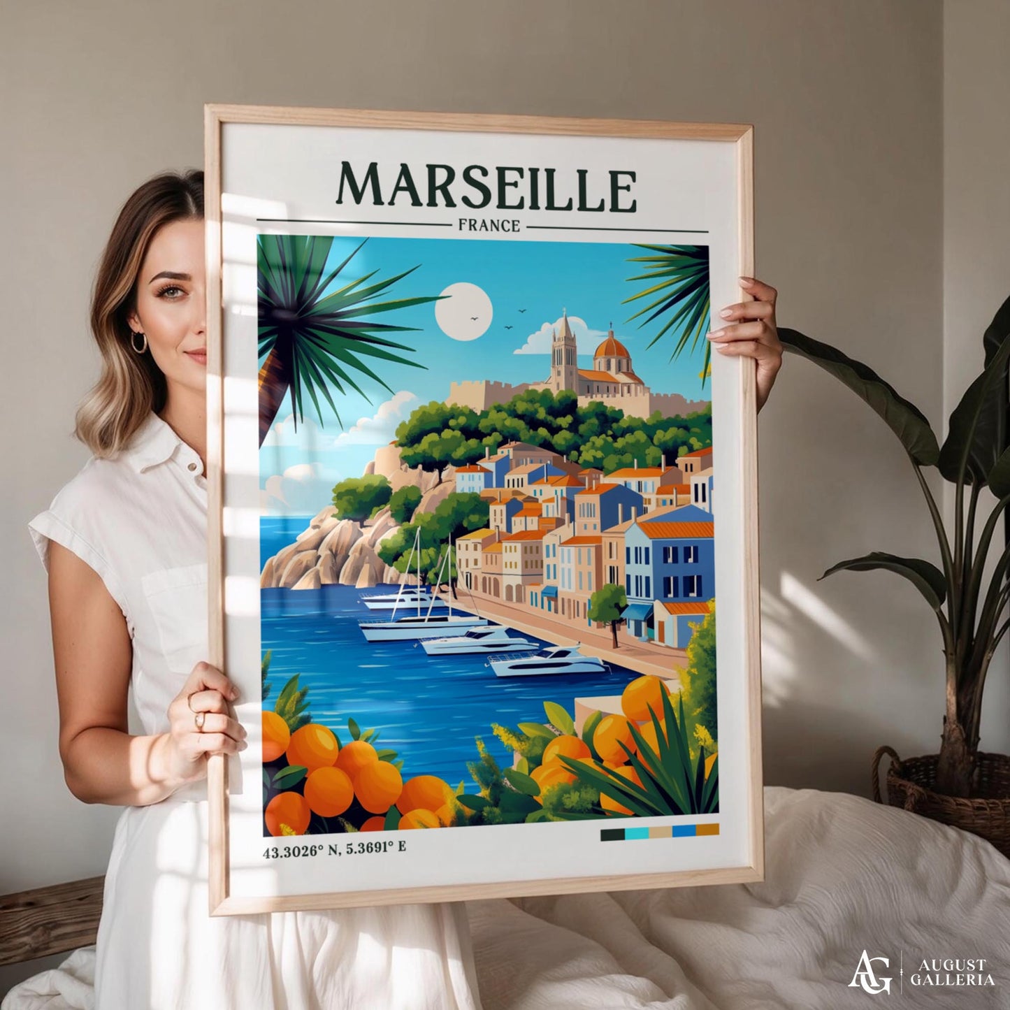 Marseille France Retro Travel Print