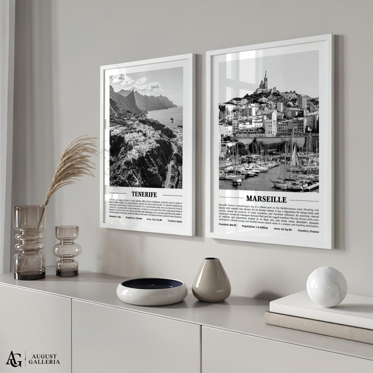 Marseille Black & White City Print