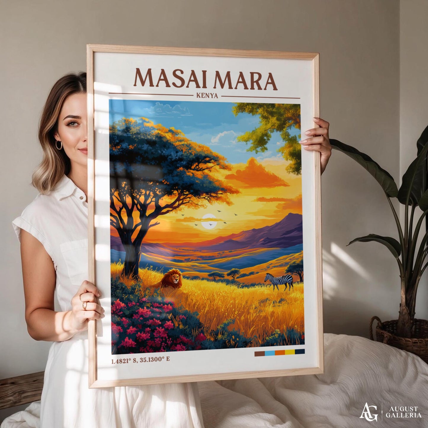 Masai Mara Retro Travel Print