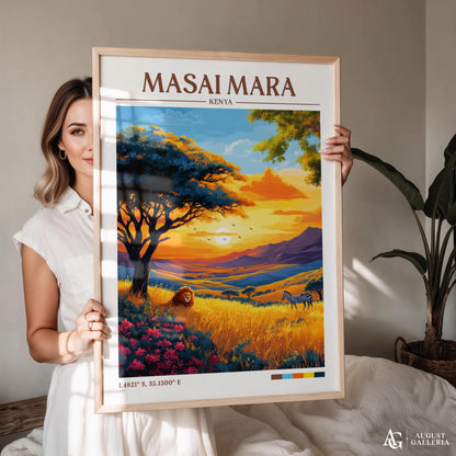 Masai Mara Retro Travel Print