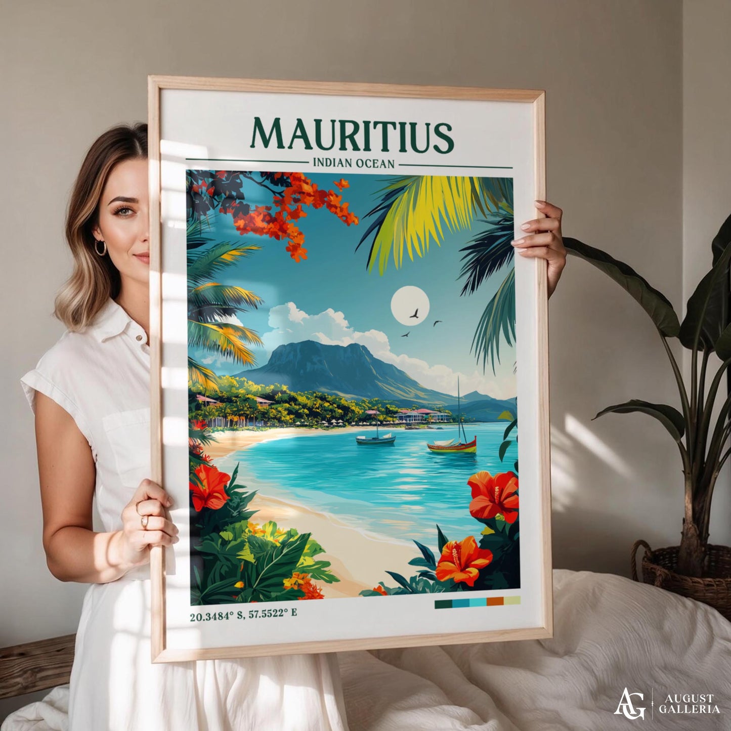 Mauritius Retro Travel Print