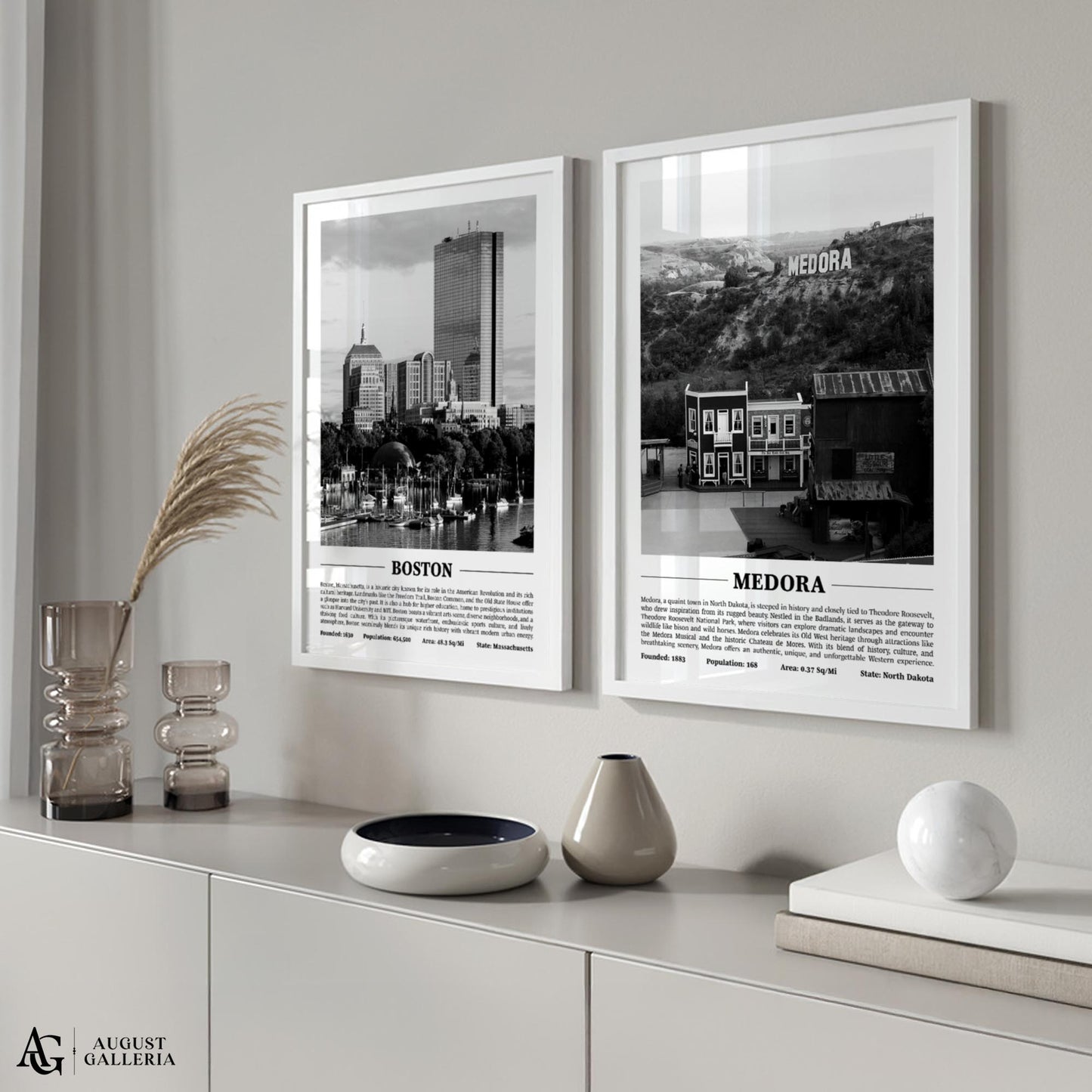 Medora Black & White City Print