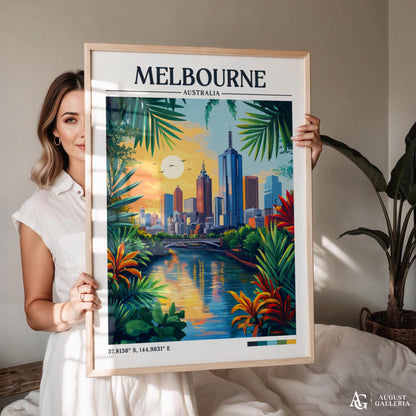 Melbourne Australia Retro Travel Print