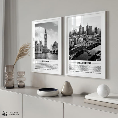 Melbourne Black & White City Print