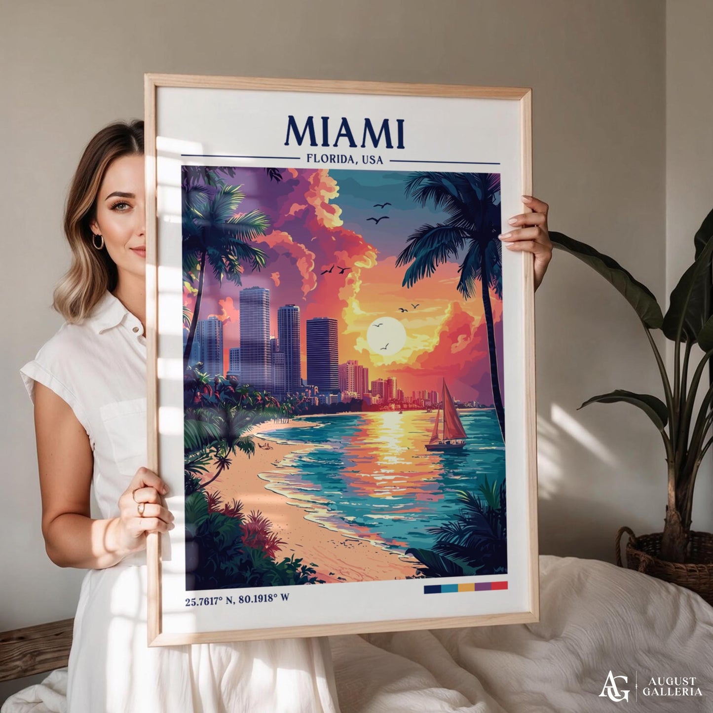 Miami Florida Retro Travel Print