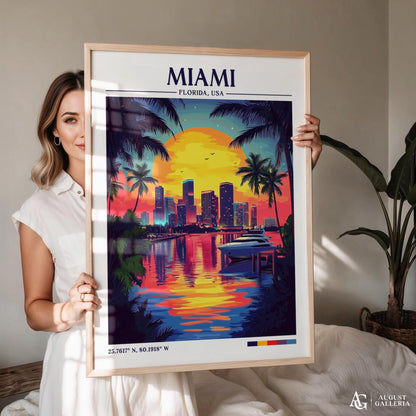 Miami Florida Retro Travel Print