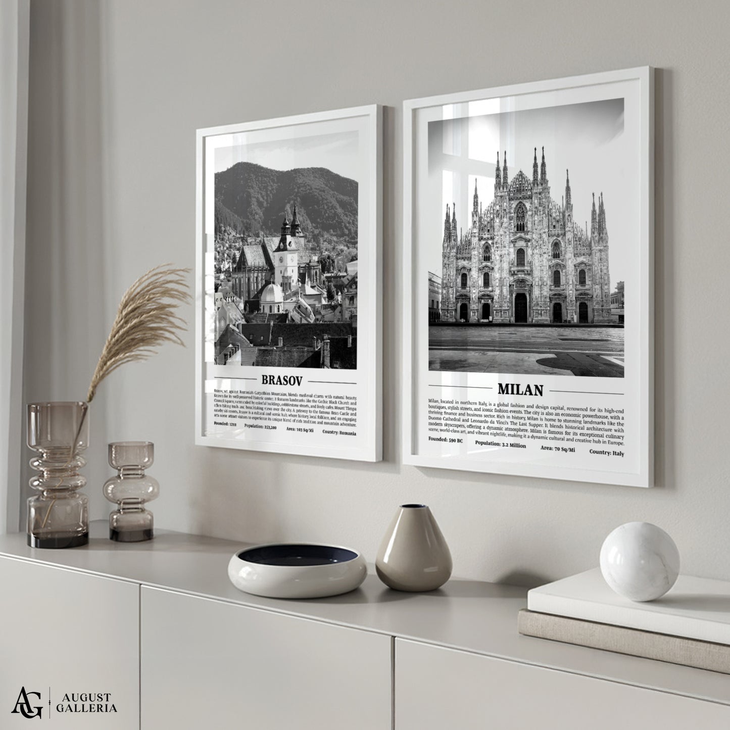 Milan Black & White City Print