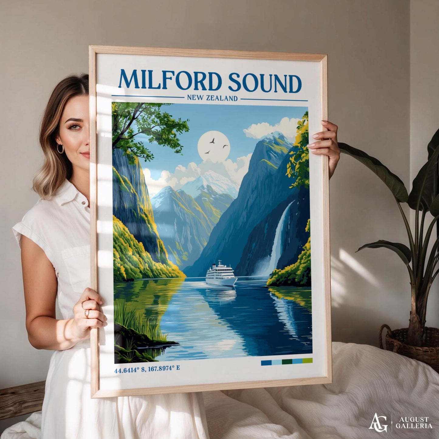 Milford Sound Retro Travel Print
