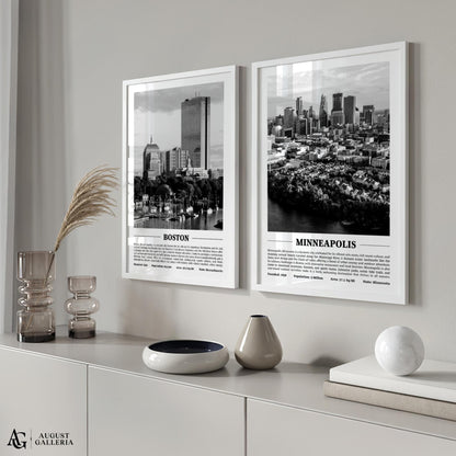 Minneapolis Black & White City Print