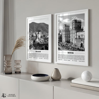 Minsk Black & White City Print