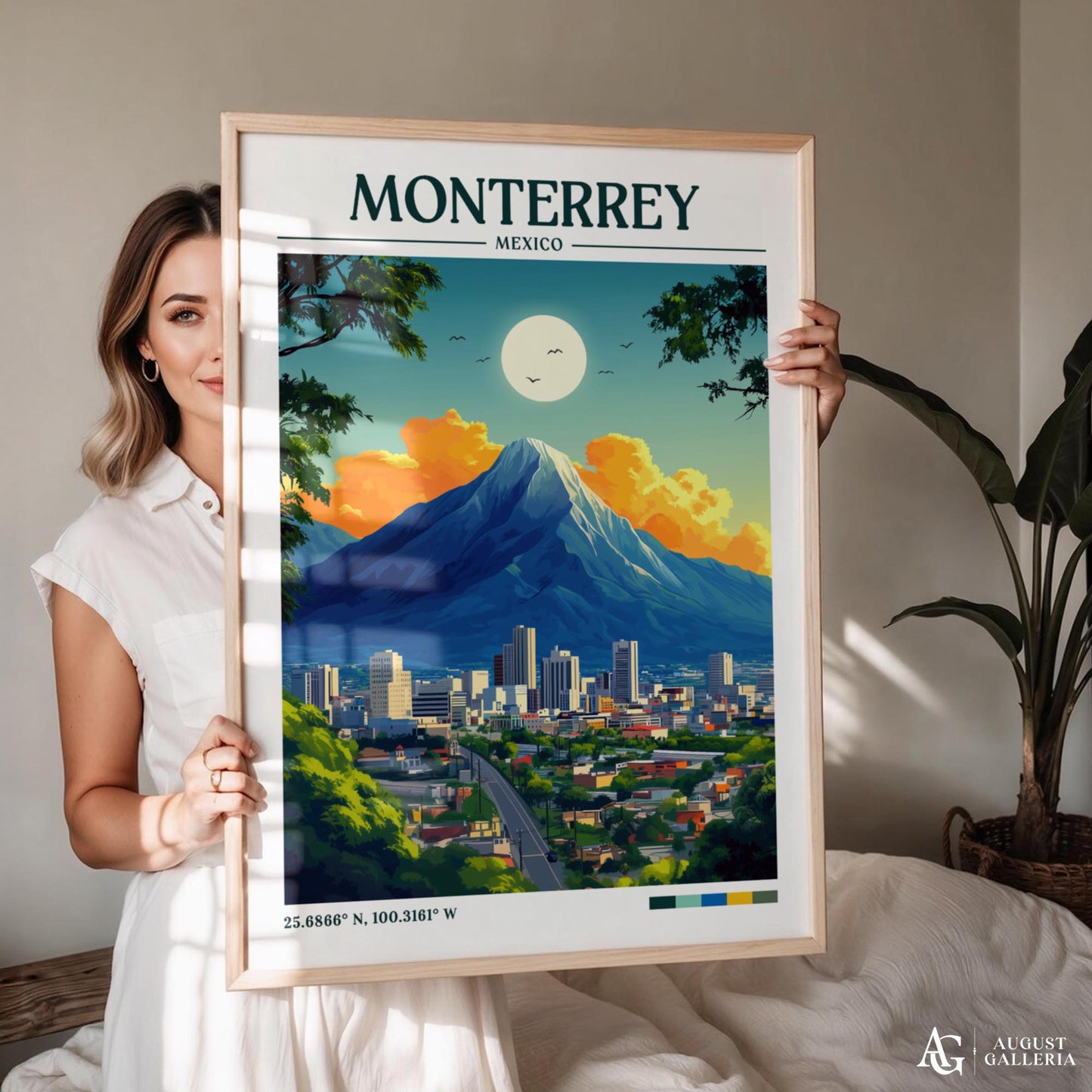 Monterrey Mexico Retro Travel Print