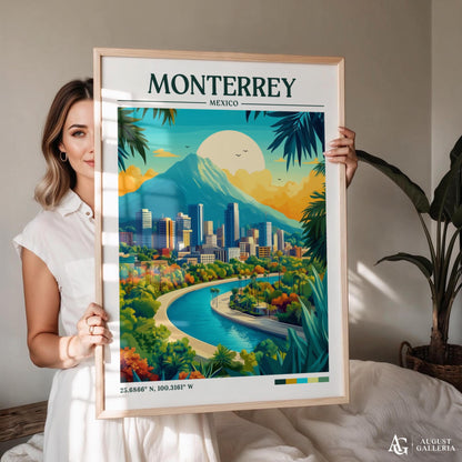 Monterrey Mexico Retro Travel Print