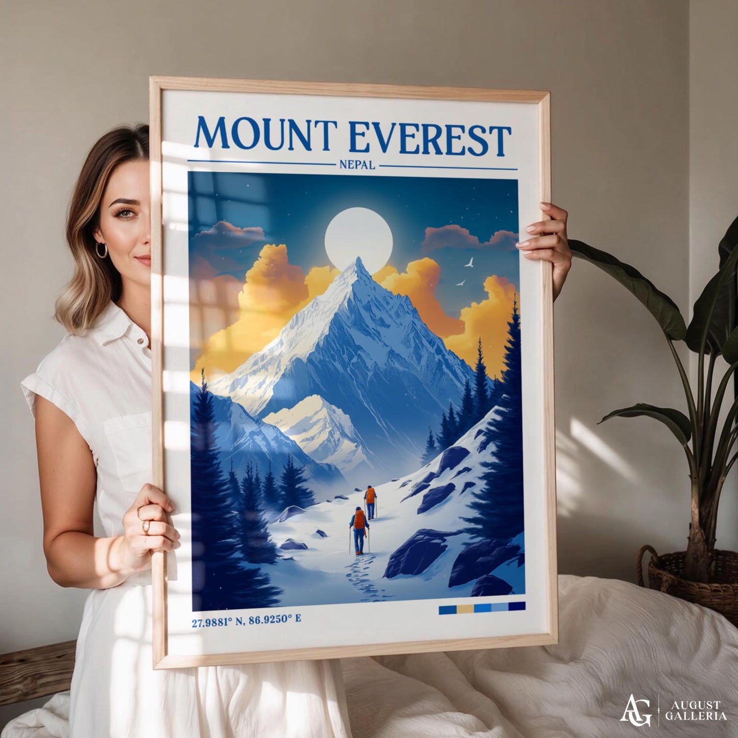 Mount Everest Retro Travel Print