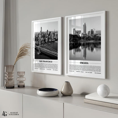 Omaha Black & White City Print