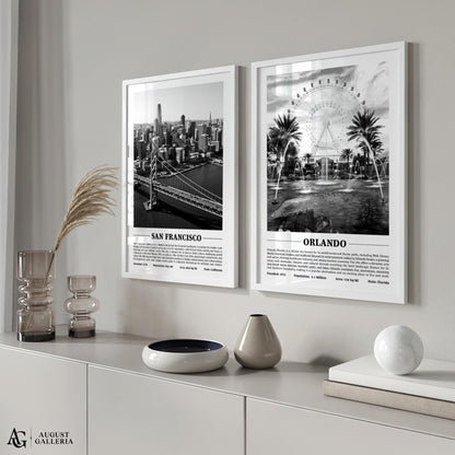 Orlando Black & White City Print